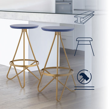 Spiroa 30" Modern Industrial Metal Backless Circular Bar Stool - JONATHAN Y
